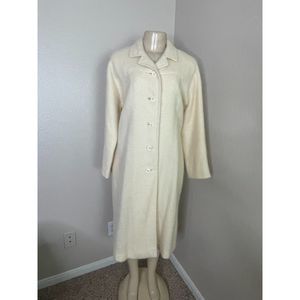 Original By Denise Mohair Women's Creme Long Sleeve Button Front Coat Size Large